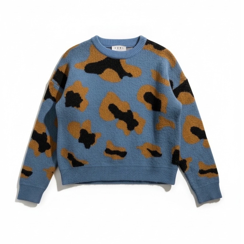 THML Sweater Blue Leopard Print XS